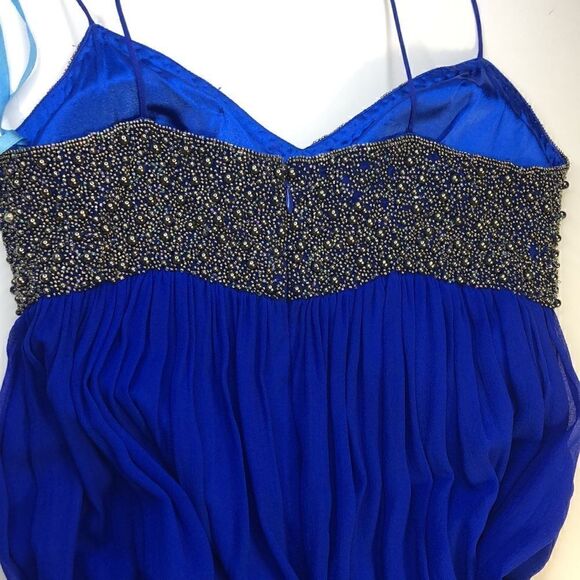 Aidan Mattox Niteline Silver Beaded Bodice Gown, Electric Blue - Picture 6 of 13